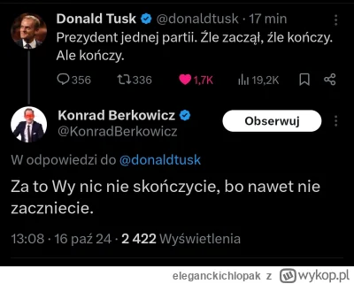 eleganckichlopak - Wpis Tuska dodany o 13:02, komentarz Berkowicza 13:08. Aż 6 minut ...