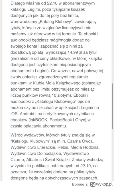 Borsuq - Zaraz zaraz, czyli #legimi wprowadza dodatkową opłatę od książek w abonamenc...