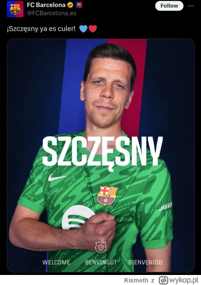 Kismeth - No to już oficjalnie. W #fcbarcelona gra obecnie więcej Polaków niż Brazyli...