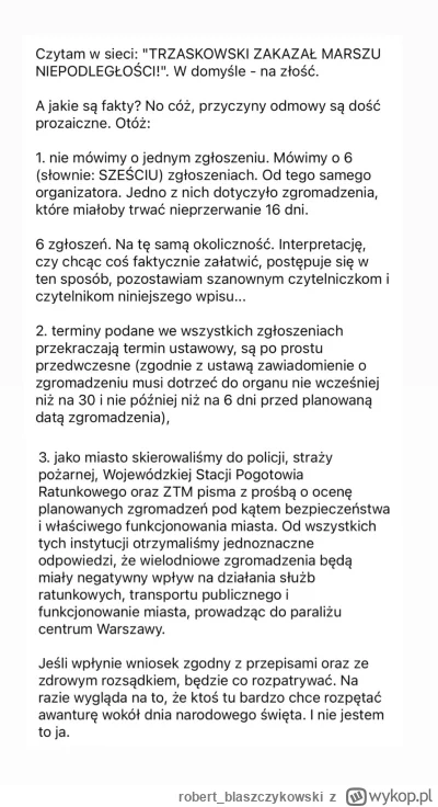 robert_blaszczykowski - 'Patriotyczne' środowiska zgłosiły zgromadzenie, które miało ...
