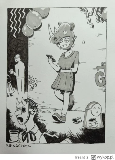 Treant - #inktober #inktober2024 #rysujzwykopem wymęczone, osiągam 6 gęstość kosztem ...