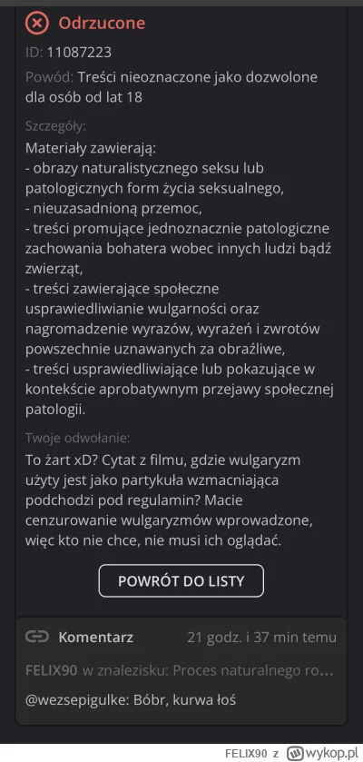 FELIX90 - Moderacja to są niezłe mongoly xD

Usunęli mi komentarz, odwołanie też nie ...