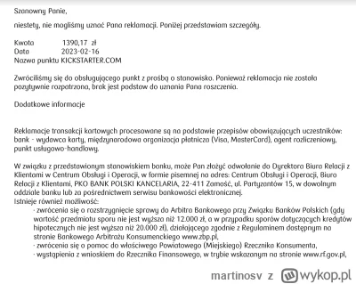 martinosv - Wydymali mnie na kickstarterze, a PKO BP nie chce uznać reklamacji.

- Ni...