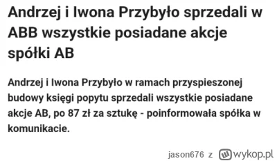 jason676 - #gielda #ab ABE.PL okazja? 
Właściciele sprzedali wszystkie akcje.