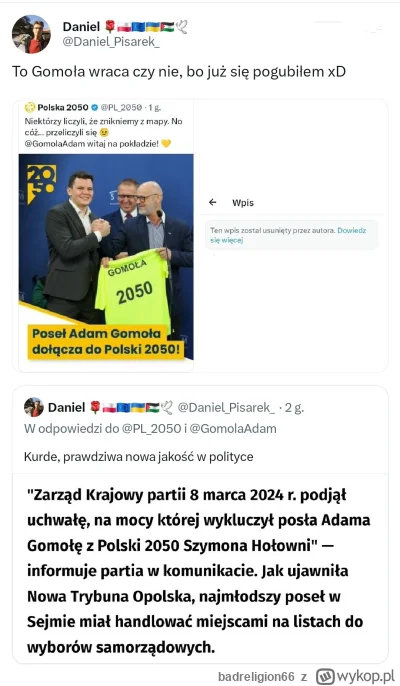 badreligion66 - #polityka Gomola wraca ale jednak nie xD