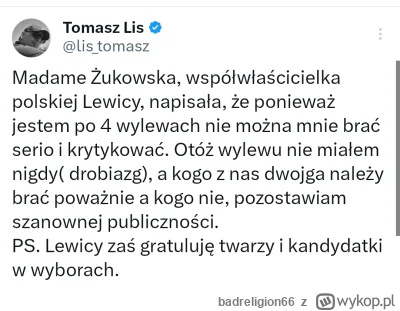 badreligion66 - #polityka Dymy Żukowskiej z Lisem na Twitterze