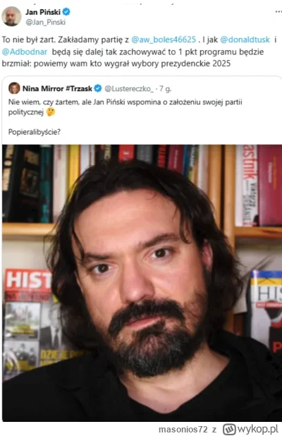 masonios72 - Oho, nowa jakość w polskiej polityce - Piński, Lis, niech jeszcze dokopt...