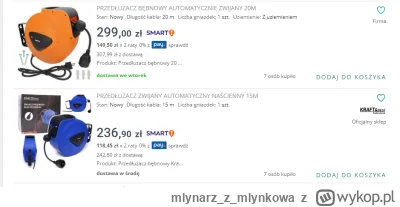 mlynarzzmlynkowa - 1000zł w góre przedłużacze bębnowe na allegro ( ͡° ͜ʖ ͡°) 

A co d...