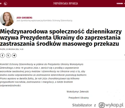 Stabilizator - Drogi Prezydencie Zełenski,

Piszę do Państwa w imieniu Komitetu Ochro...