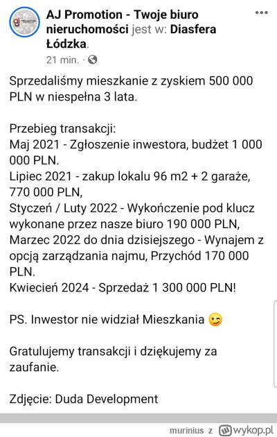 murinius - Rynek fliperow stabilny w Łodzi. 
500k na 1 mieszkaniu.
#nieruchomosci #lo...