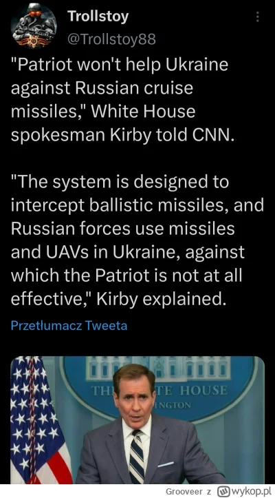 Grooveer - Patrioty nie uratują Ukrainy przed wszystkimi rodzajami rakiet jakie posia...