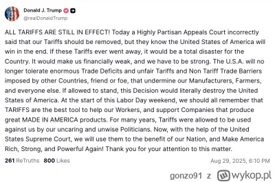 gonzo91 - #gielda #trump #polityka
Co do decyzji o tym, że cła są nielegalne to Rudy ...