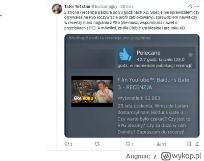Angmac - Na Twitterze jakiś typ wyszukał, że nasz potężny recenzent zrobił recenzję B...