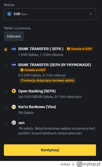 erkav - W jaki sposób najlepiej przelać 50k+ na binance? Z polskiego konta na revolut...