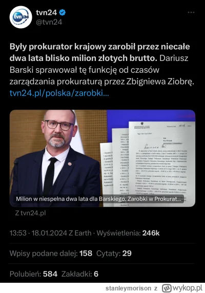 stanleymorison - MILION zł BRUTTO przez dwa lata! Przez dwadzieścia lat zarobiłby 10 ...