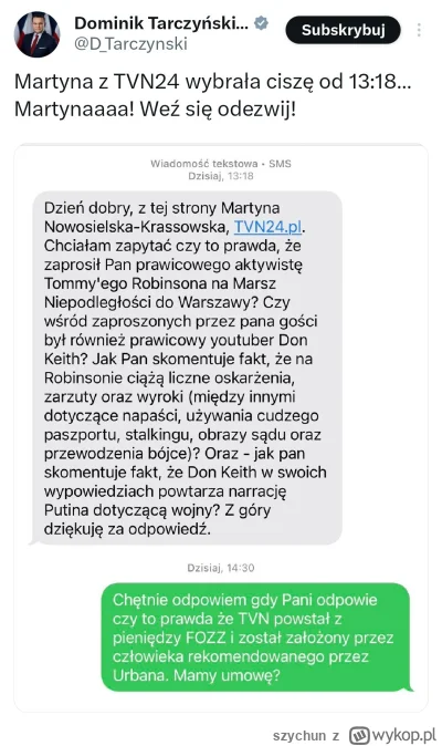 szychun - #polityka #bekazpisu to, że Tarczyński jest idiotą i donosicielem to już po...