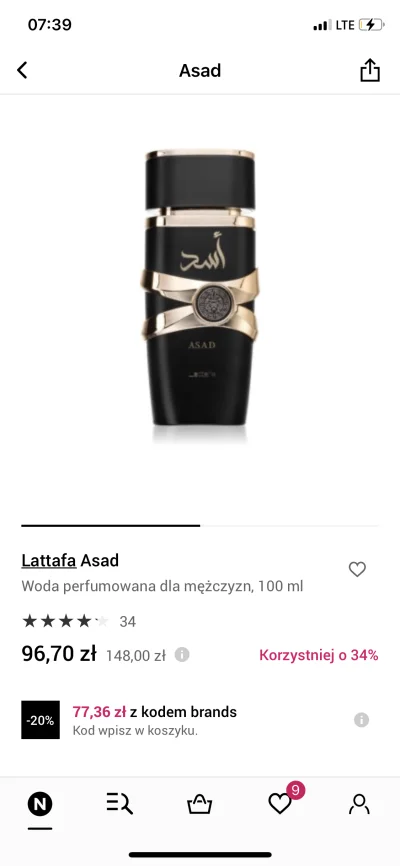 ZnUrtem - #perfumy 
Lattafa ASAD za ~ 77 PLN w Notino z kodem „brands”.