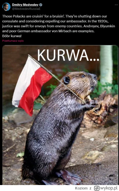 Koziom - XDDDDDDDDDDD Miediediew co wrzucił.
#polityka #sejm #bekazprawakow #rosja #r...