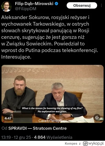 Kempes - #ukraina #rosja #wojna #polityka 

Jak myślicie, co pana reżysera teraz czek...