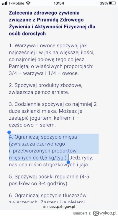 Klimbert - No się zaczyna - rząd PiSu zaleca ograniczenie spożywania mięsa do 0,5kg/t...