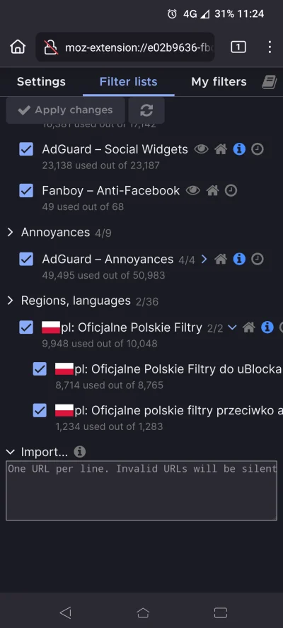 ashmedai - @Pabllito W uBlock w zakładce Lista filtrów na samym dole zaznacz import, ...