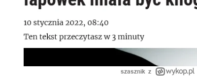 szasznik - Artykuł sprzed PÓŁTORA ROKU(Styczeń 2022) xD Zakop.
