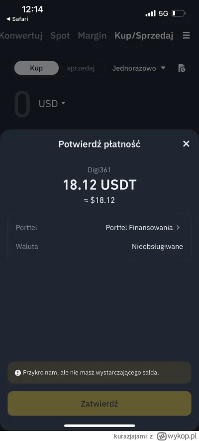 kurazjajami - #binance #kryptowaluty 

Mirki, chce kupić pewien przedmiot online i mu...