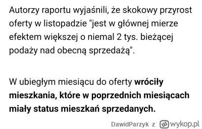 DawidParzyk - "W ubiegłym miesiącu do oferty wróciły mieszkania, które w poprzednich ...