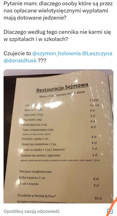 kuba-rozpruwa - Screen z Twittera dotyczący restauracji sejmowej. 
A my się nadal będ...