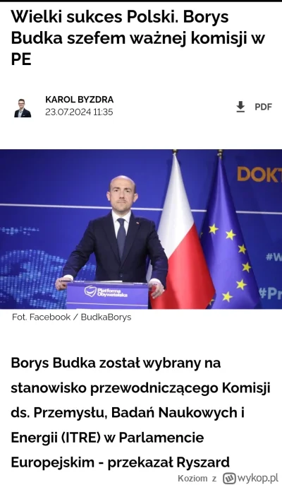 Koziom - Jak Rzepa wrzuciła info, że nikt z Polski nie zasiądzie w komisji gospodarcz...