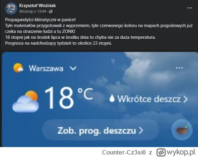 Counter-Cz3si0 - Globalne ocieplenie nie istnieje, bo w Warszawie jest chłodno
#ator ...