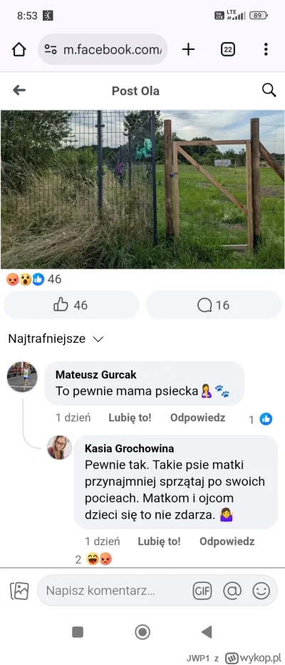 JWP1 - Psiarze przebijają pedalarzy ostatnio, to już jest 4 stan gęstości. Na grupie ...