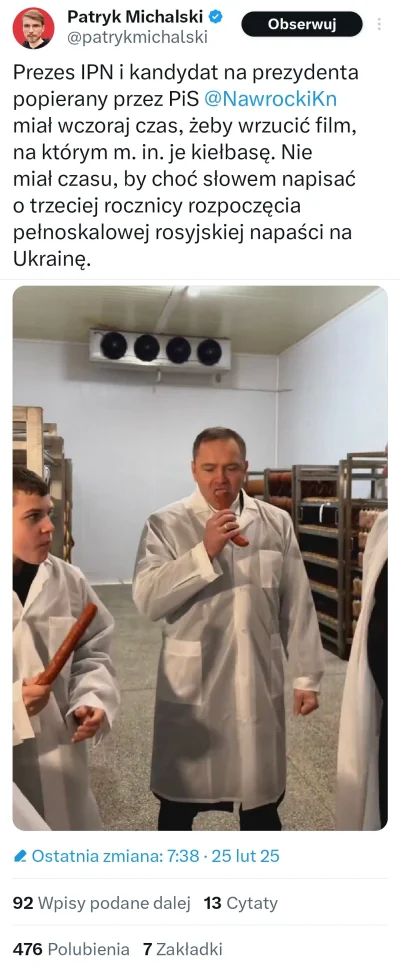 splinter96 - Ale on tę kiełbasę jadł dla Polski!
#bekazpisu #bekazprawakow #polityka ...