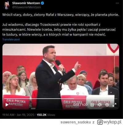 suweren_sudoku - >>kuc się nabija z Trzaskowskiego, że wierzy iż "planeta płonie"
>Tr...