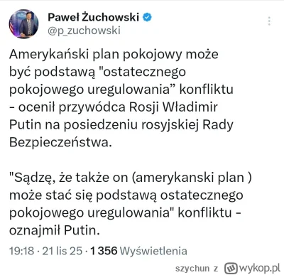 szychun - #polityka #ukraina #rosja #usa #wojna putlerowi plan trumpa się podoba. To ...