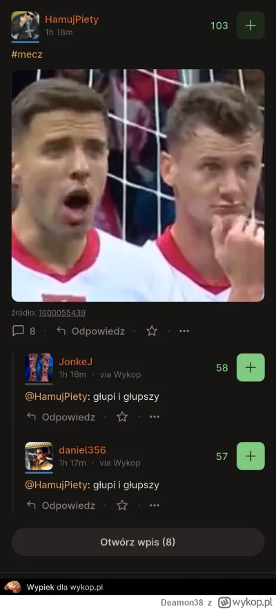 Deamon38 - Eksperci są zgodni ( ͡°( ͡° ͜ʖ( ͡° ͜ʖ ͡°)ʖ ͡°) ͡°)
#mecz