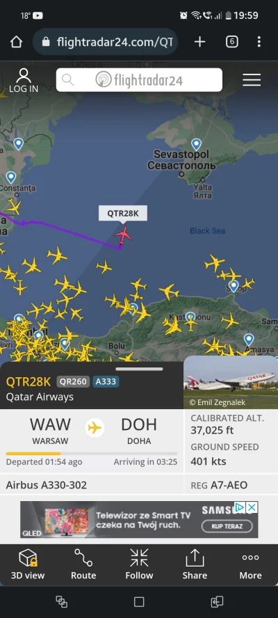 d601 - mamy chyba porwanie samolotu z Polski do Kataru. Zawrócił nad morzem czarnym i...