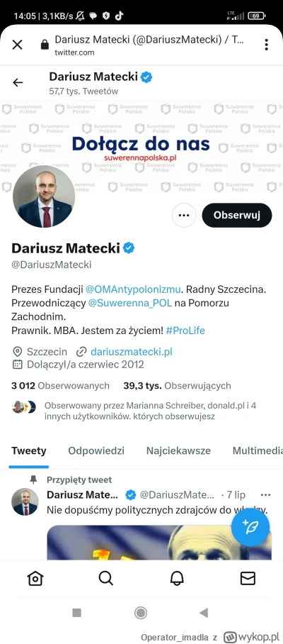 Operator_imadla - Dariusz Matecki - jestem za życiem!
w komentarzu drugie zdjecie
#be...