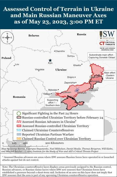 Kagernak - W dzisiejszym przetłumaczonym raporcie ISW na 24 maja 2023 roku nic specja...