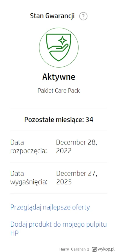 Harry_Callahan - Kupiłem laptopa i jak na stronie HP sprawdzam ważność gwarancji to w...