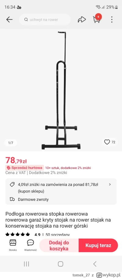 tomek_27 - @123456qwert musi być na ścianie? Mam taki stojak na gravelka i jest ok