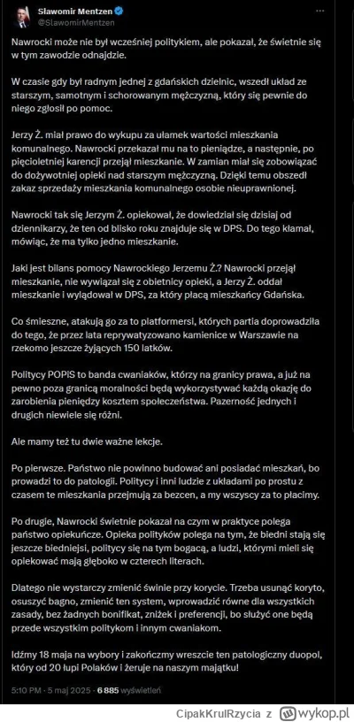 CipakKrulRzycia - #polityka #mentzen #nawrocki #afera #bekazpisu 
O cholera. To sie p...