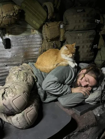 kantek007 - Ukraiński poeta i żołnierz Maxim Krivchov (Krivtsov Maksim) i jego kot zo...