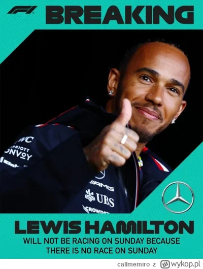 callmemiro - #f1

🚨ŁAMANIE: Lewis Hamilton nie będzie się ścigał w niedzielę.

Źródł...
