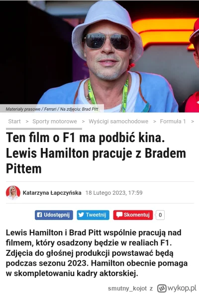 smutny_kojot - >Brad Pitt w zapowiadanej produkcji zagra byłego mistrza kierownicy, k...