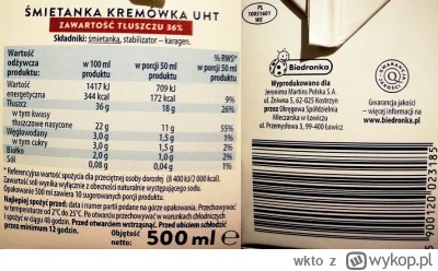 wkto - #listaproduktow
#smietanka 36% kremówka Mleczna Dolina #biedronka
aktualny skł...