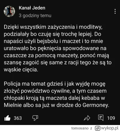 tomosano - Policja olewa atak z użyciem maczety? Może czas zadzwonić do komendy Polic...