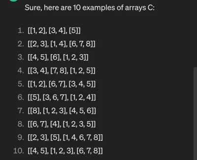 thedev - @Serghio: ChatGPT 3.5 po pierwszym prompcie:

there are 8792 possible arrays...
