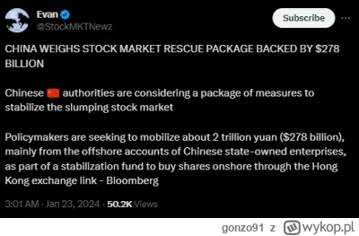 gonzo91 - Trochę chińskiego copium. Hang Seng aktualnie +3,65% #gielda