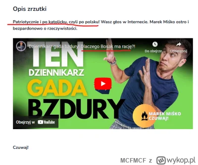 MCFMCF - @mial85: no tak, to totalnie nie jest konfiarz, ani nacjonalista, masz racje...